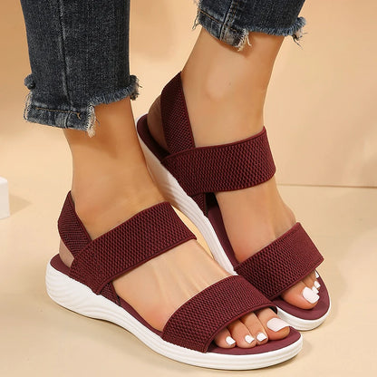 Knit Elastic Cloth Wedge Sandals