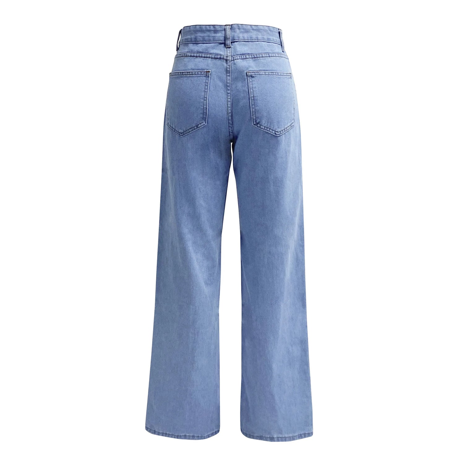 High Waist Denim Straight Pants