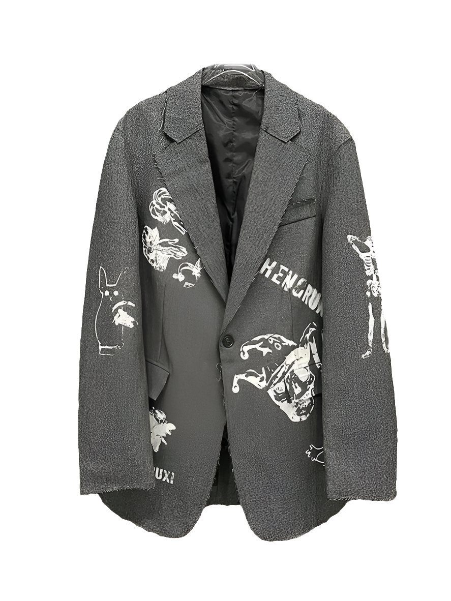 Graffiti Notched Collar Blazer!