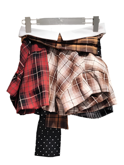 Irregular Plaid Mini Skirt!