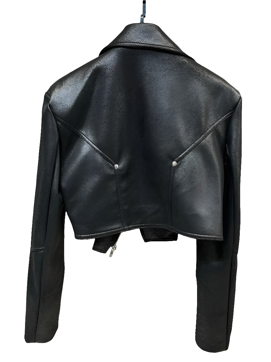 Lapel Zipper Faux Leather Jacket!