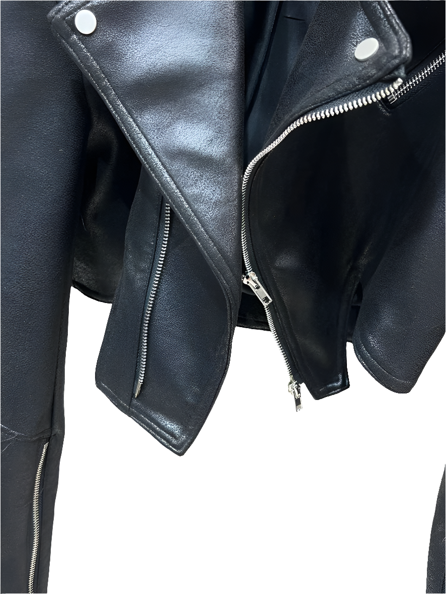 Lapel Zipper Faux Leather Jacket!