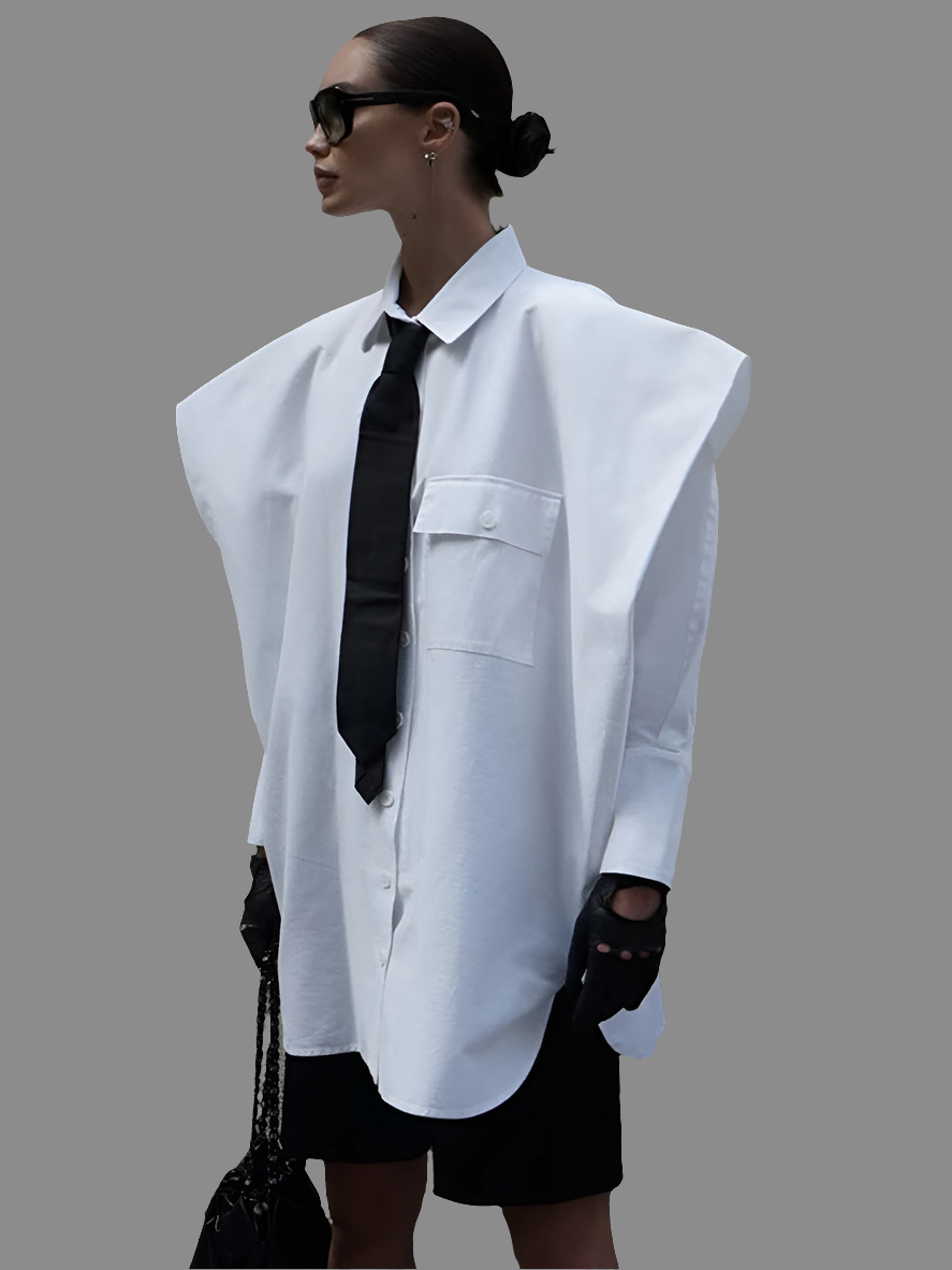 Lapel Tie Breasted Broad Shoulder Shirt!